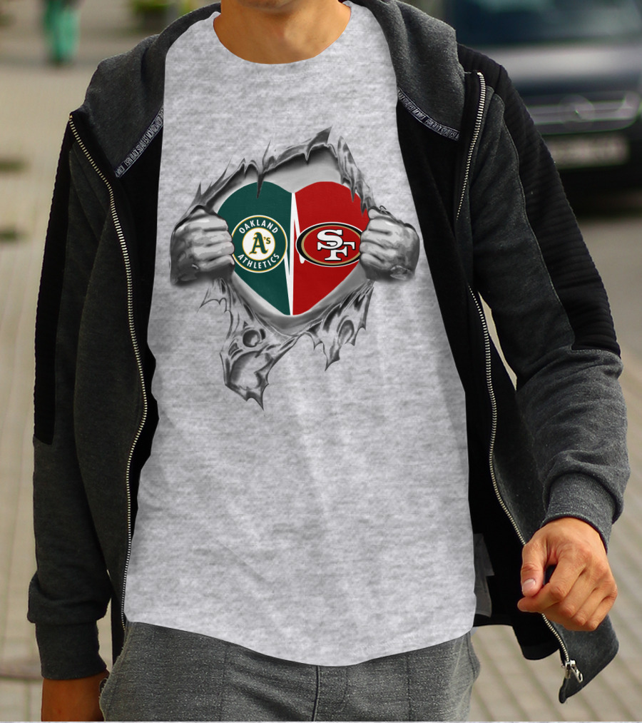 Oakland Athletics San Francisco 49Ers Heart T-Shirt