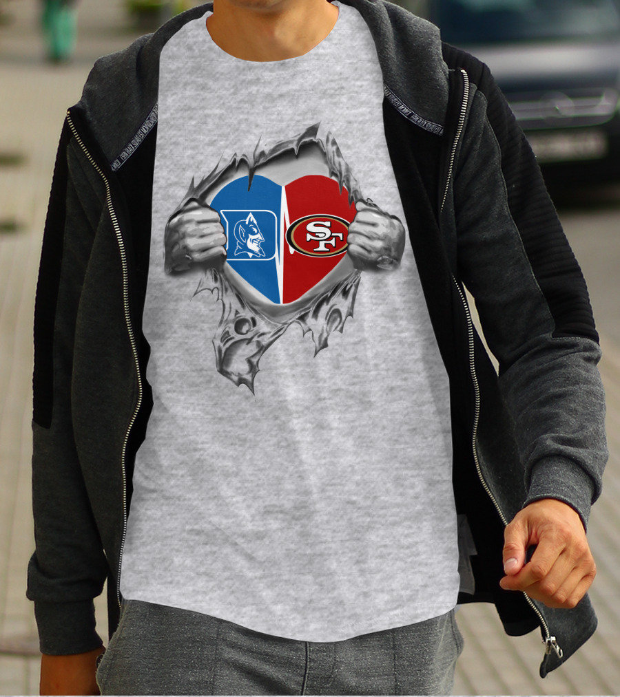 Duke Blue Devils 49Ers Split Heart T-Shirt
