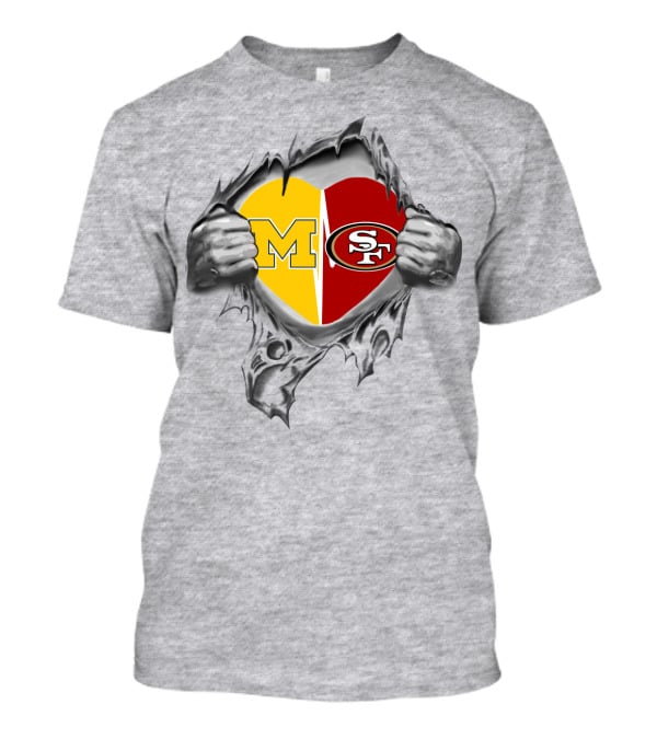 M SF Heart Logo Rip 49Ers Michigan T-Shirt