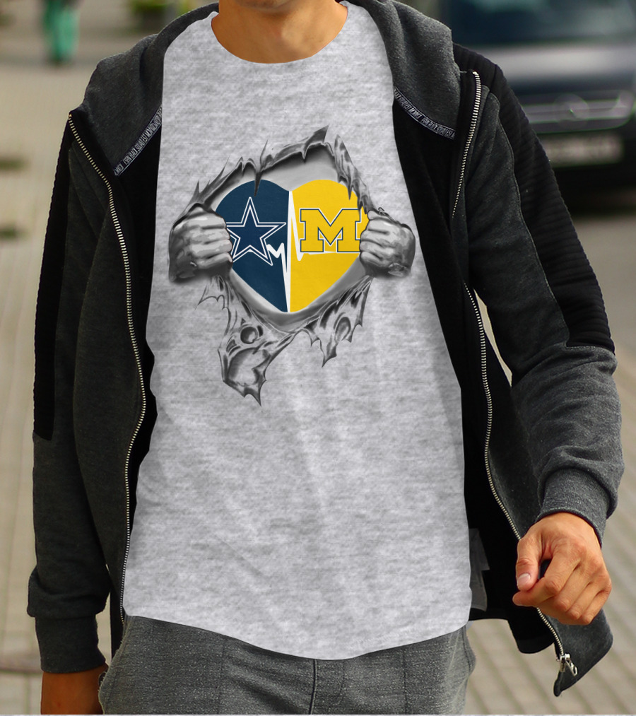 Dallas Cowboys Michigan Wolverines Heart T-Shirt
