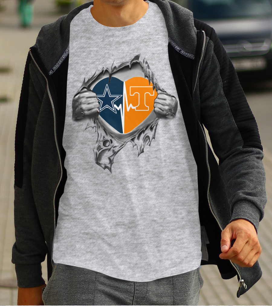 Dallas Cowboys Tennessee Volunteers Heart T-Shirt