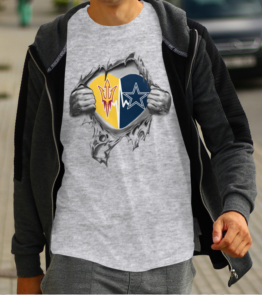 Arizona State Sun Devils And Dallas Cowboys Heart T-Shirt