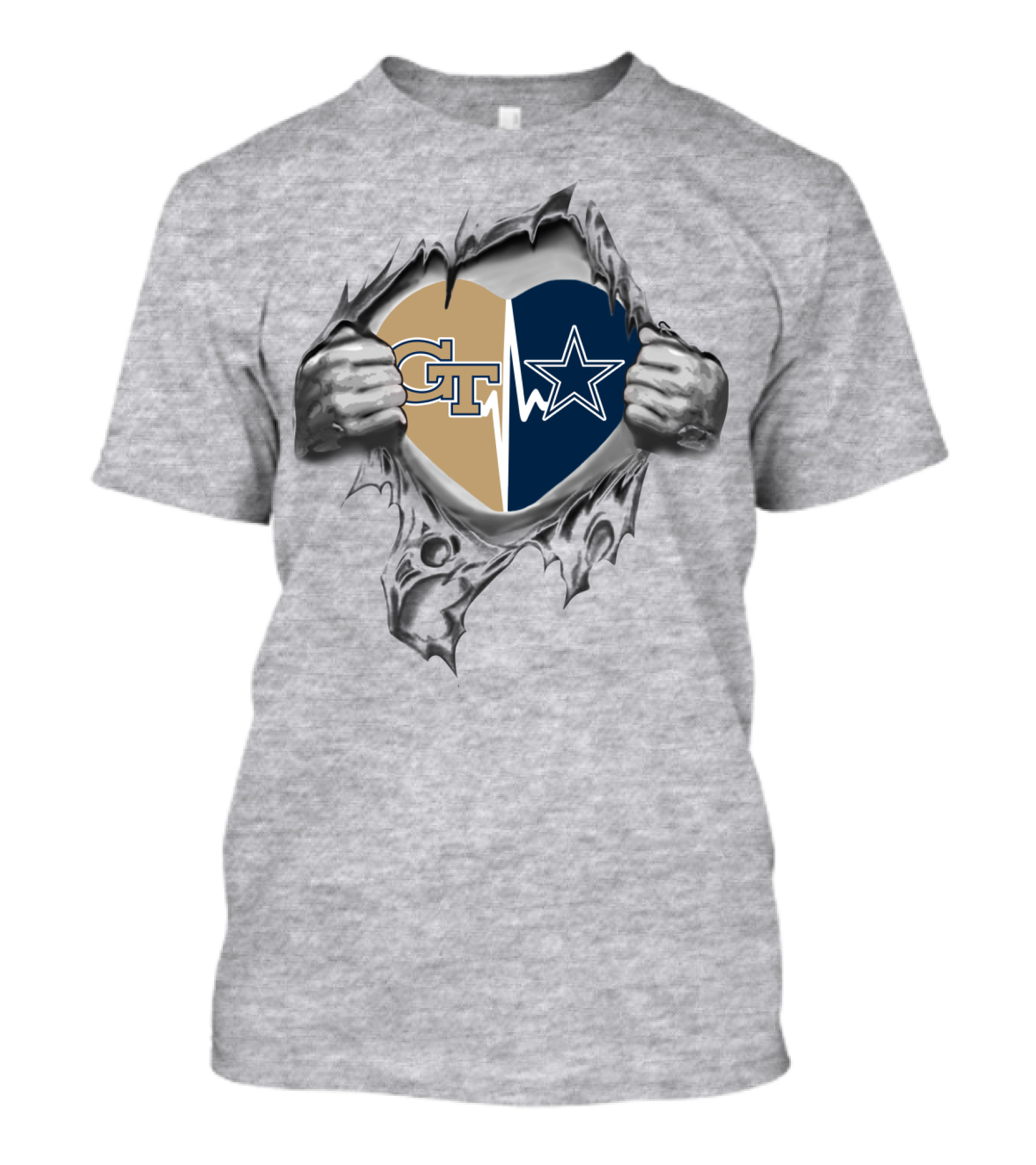 GT Cowboys Heart Split With Star And Gold Emblem T-Shirt