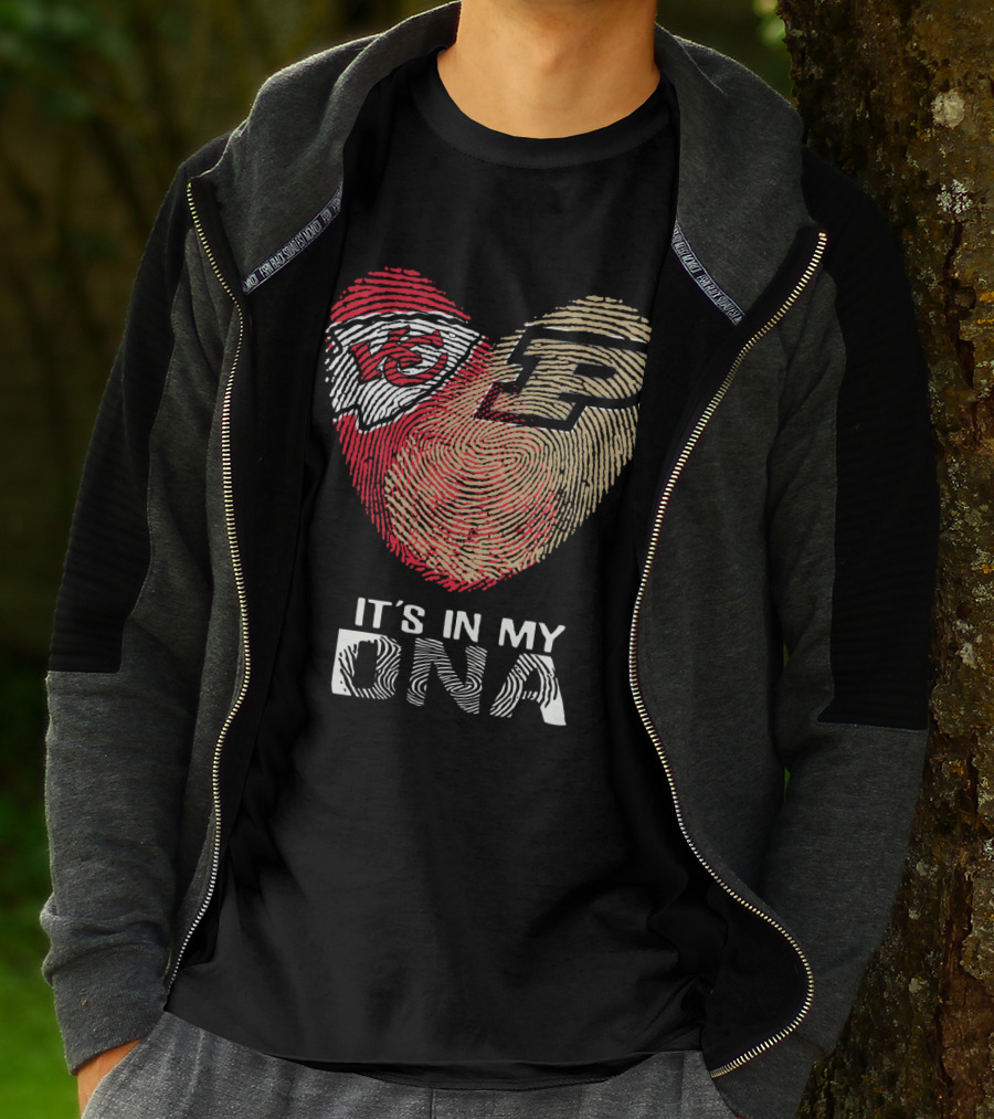 Chiefs Purdue It's In My DNA Heart Fingerprint T-Shirt