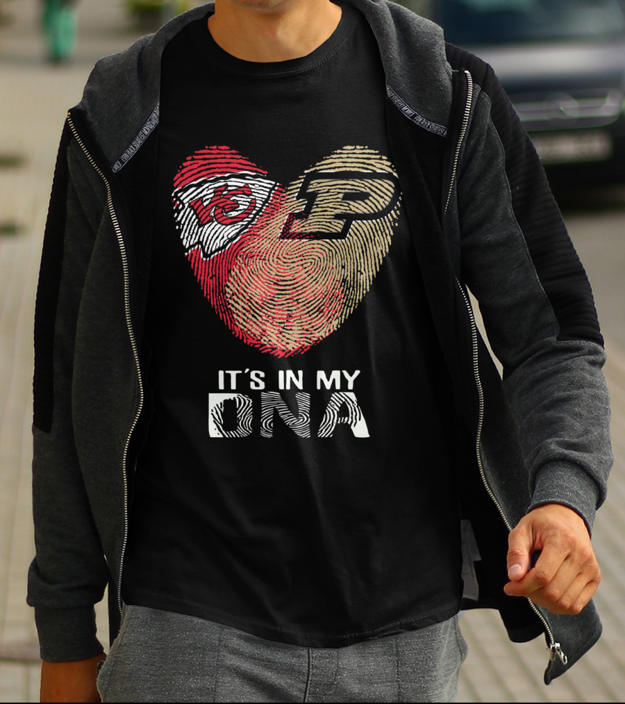 Chiefs Purdue It's In My DNA Heart Fingerprint T-Shirt
