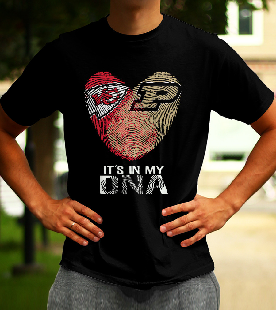 Chiefs Purdue It's In My DNA Heart Fingerprint T-Shirt