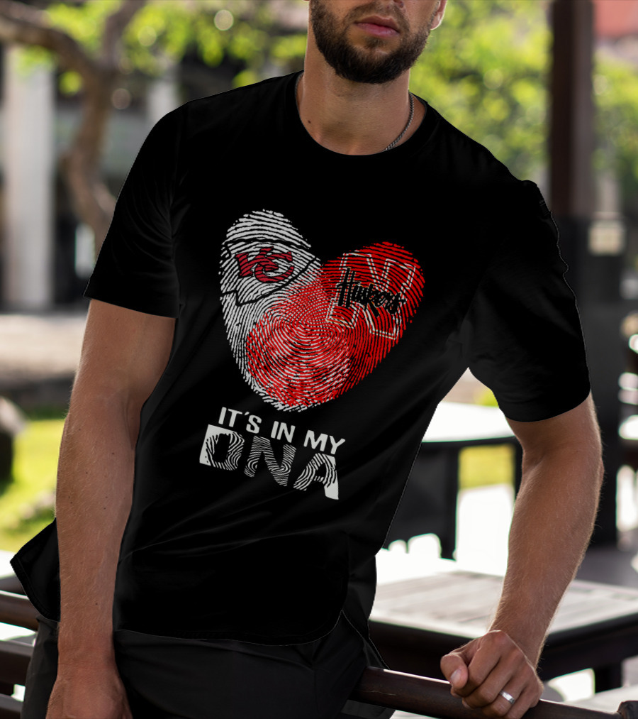 Chiefs Huskers It's In My DNA Fingerprint Heart T-Shirt