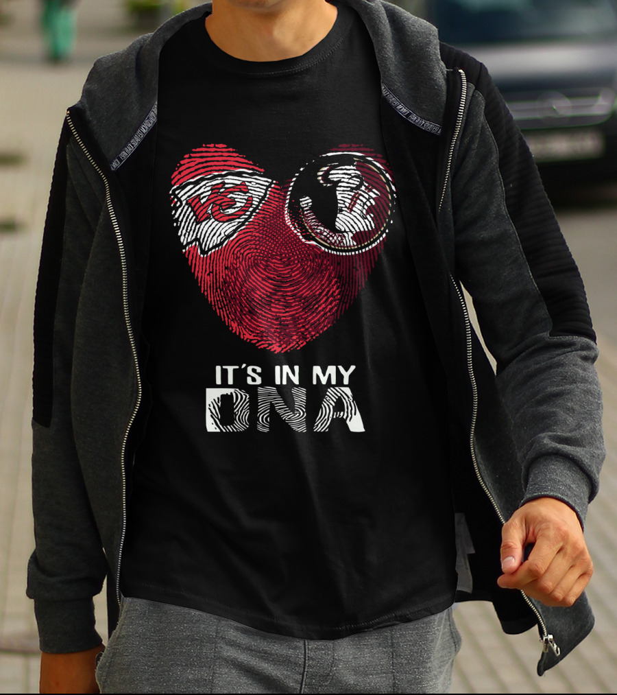 Chiefs Seminoles It's In My Dna Fingerprint Heart T-Shirt