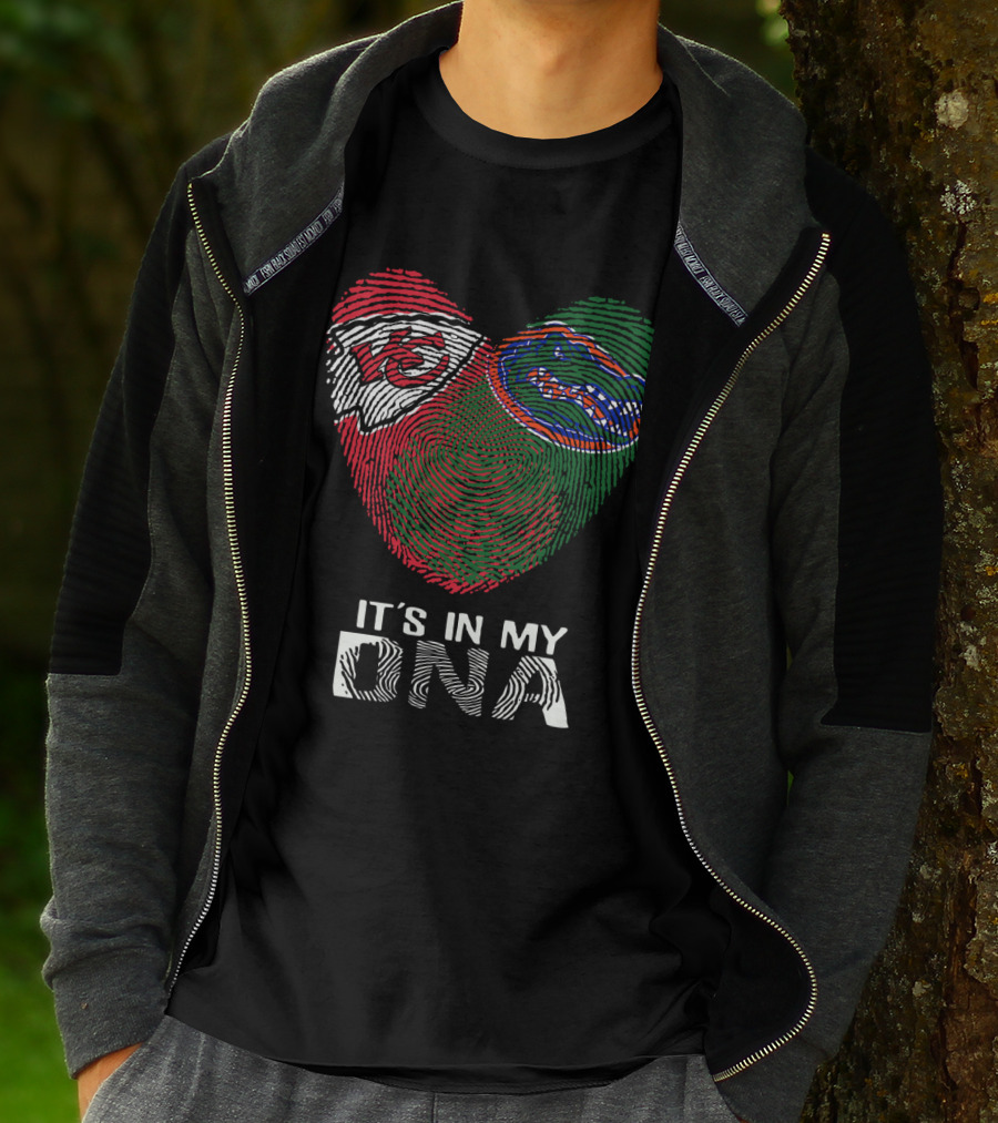Chiefs Gators It's In My DNA Fingerprint Heart T-Shirt