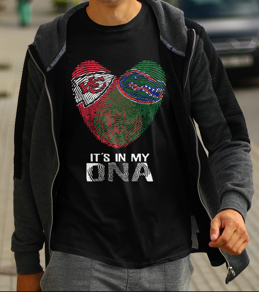 Chiefs Gators It's In My DNA Fingerprint Heart T-Shirt