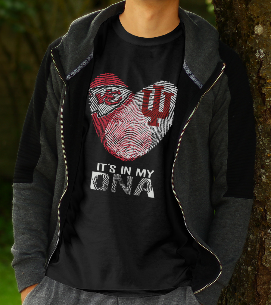 Chiefs Hoosiers It's In My DNA Heart Fingerprint T-Shirt