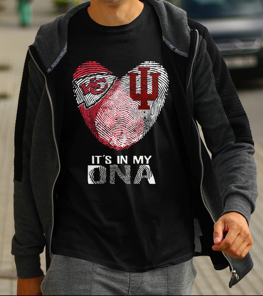 Chiefs Hoosiers It's In My DNA Heart Fingerprint T-Shirt