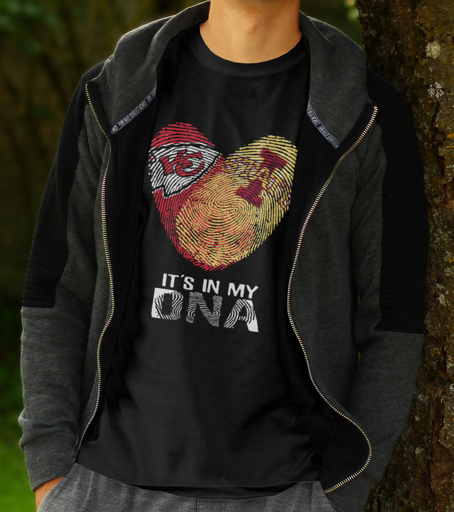 Chiefs Iowa State Fingerprint Heart It's In My Dna T-Shirt