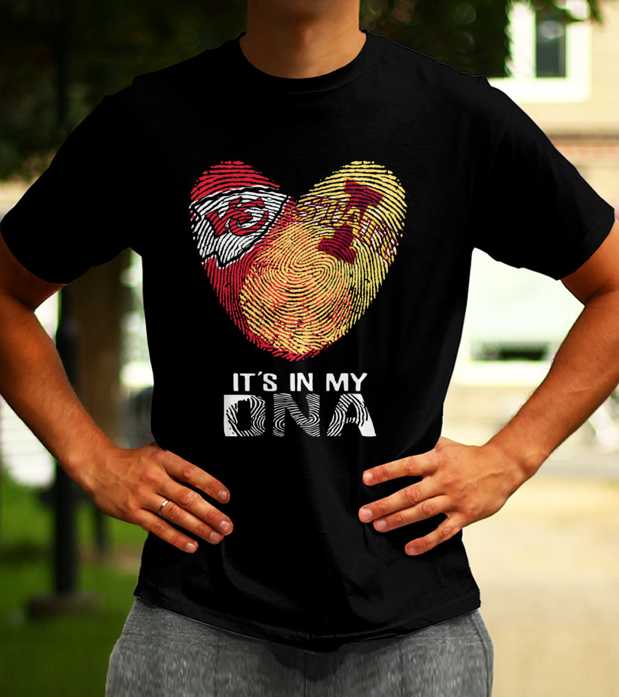 Chiefs Iowa State Fingerprint Heart It's In My Dna T-Shirt