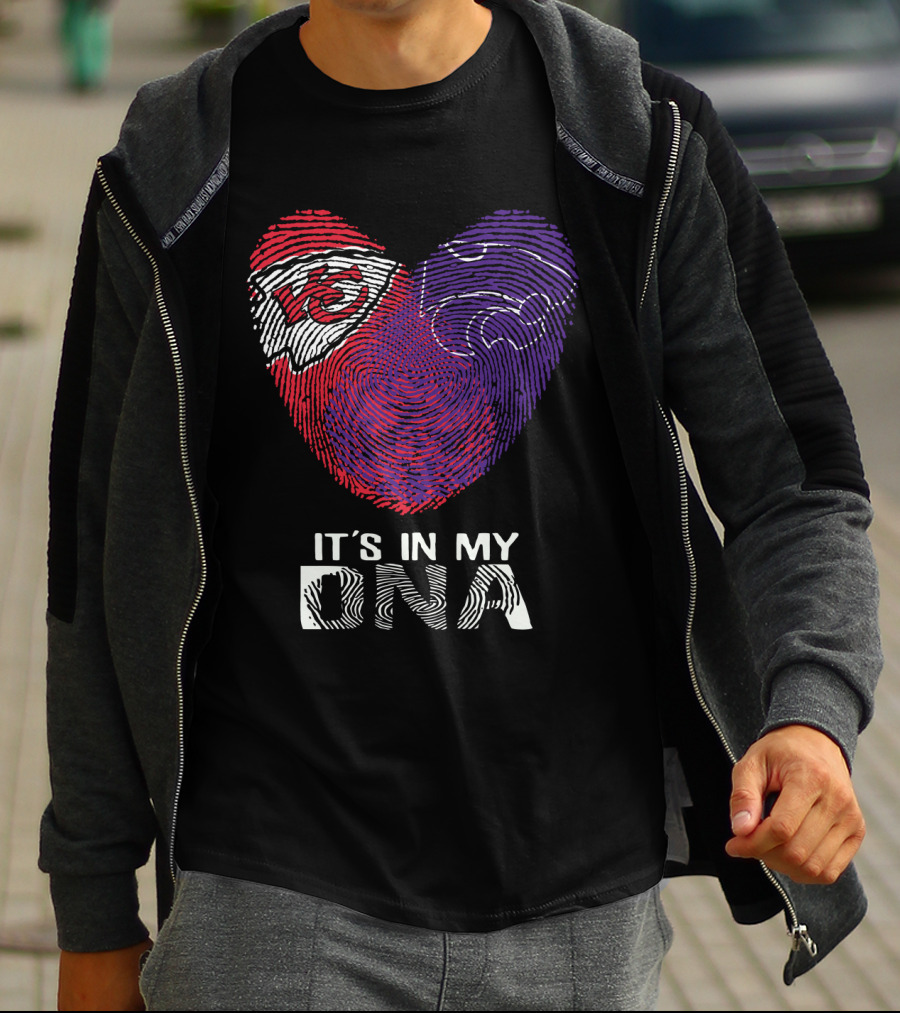 Chiefs Kansas State It's In My Dna Heart Fingerprint T-Shirt