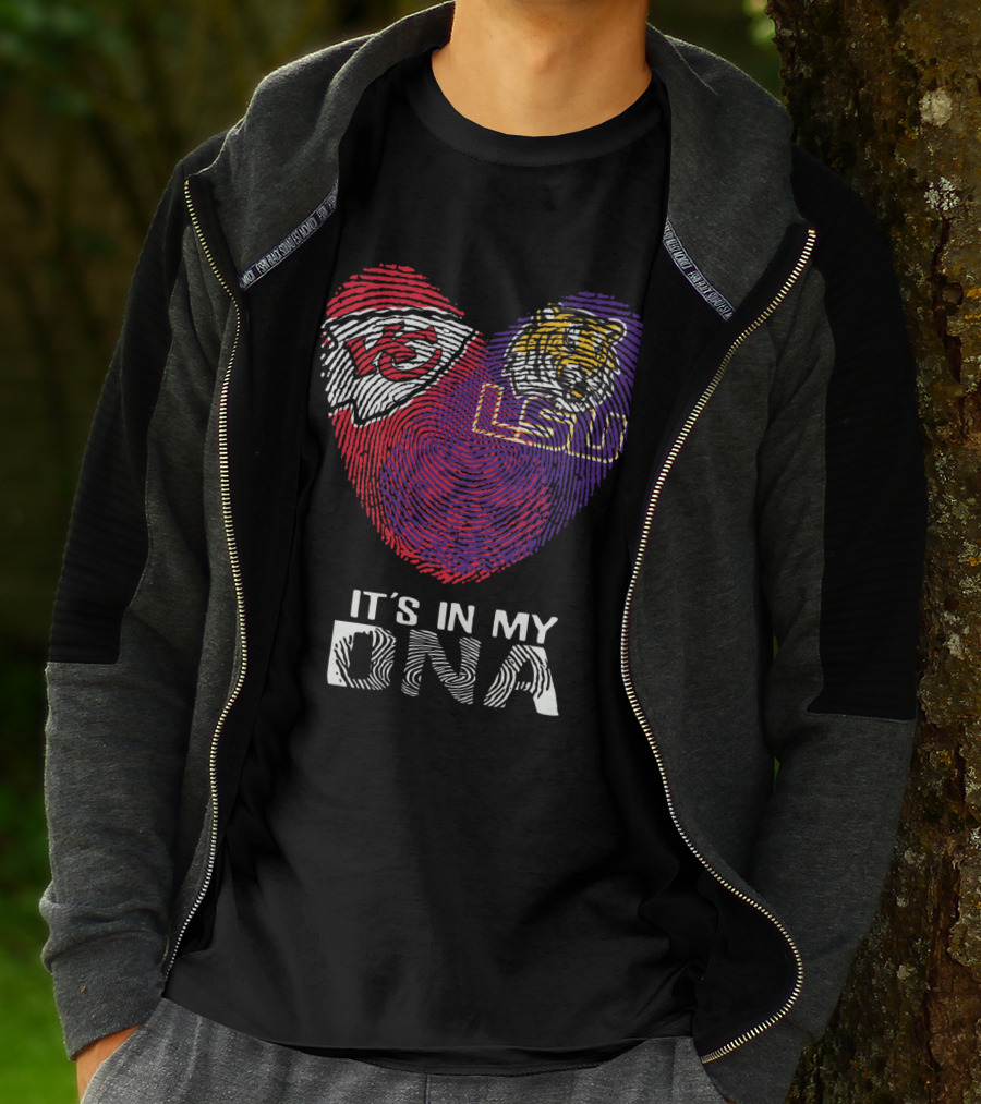 Chiefs LSU It's In My DNA Fingerprint Heart Tiger T-Shirt