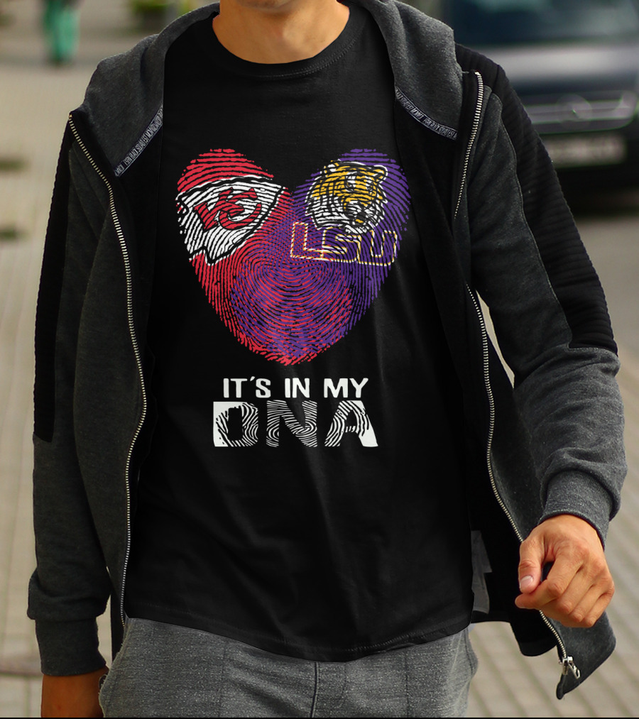 Chiefs LSU It's In My DNA Fingerprint Heart Tiger T-Shirt