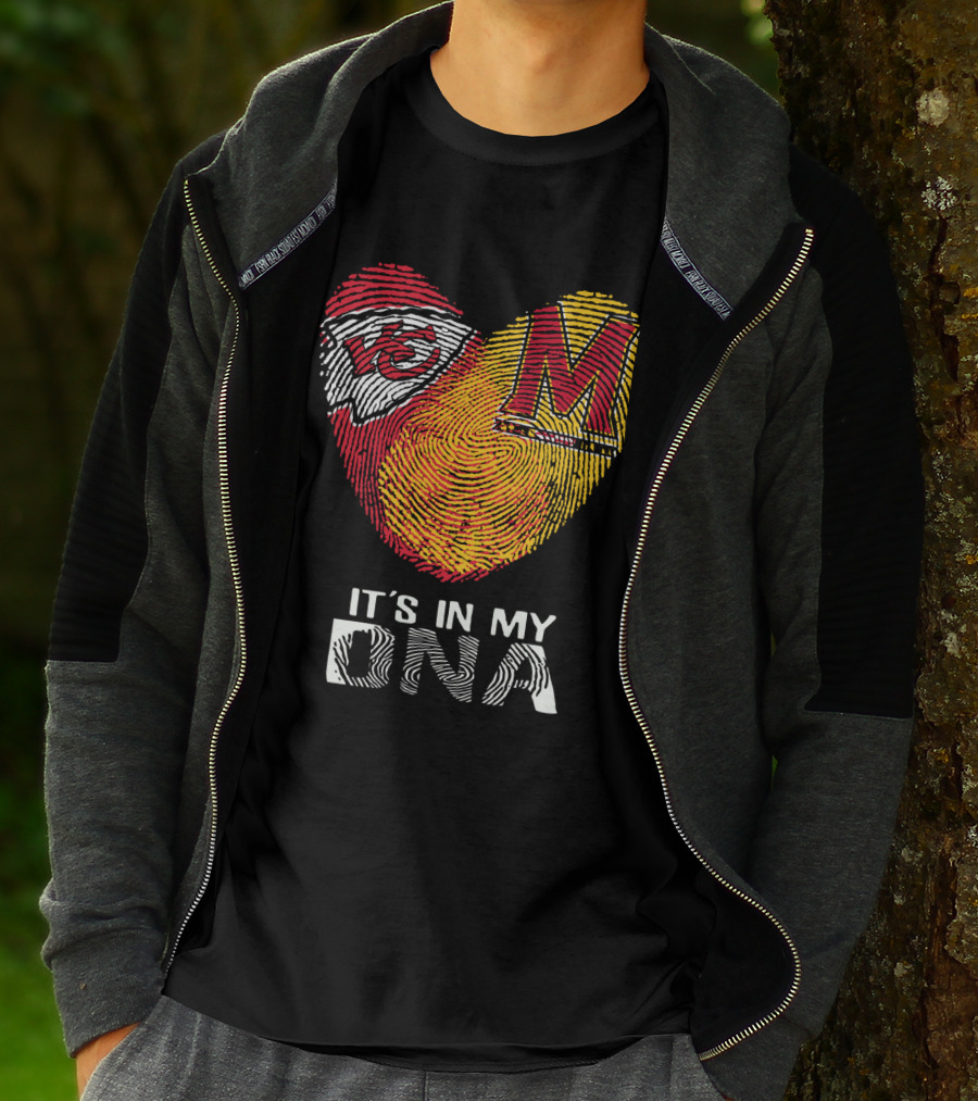 Chiefs Maryland Heart It's In My DNA Fingerprint T-Shirt