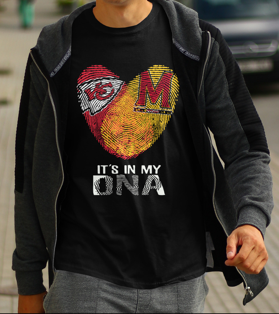 Chiefs Maryland Heart It's In My DNA Fingerprint T-Shirt