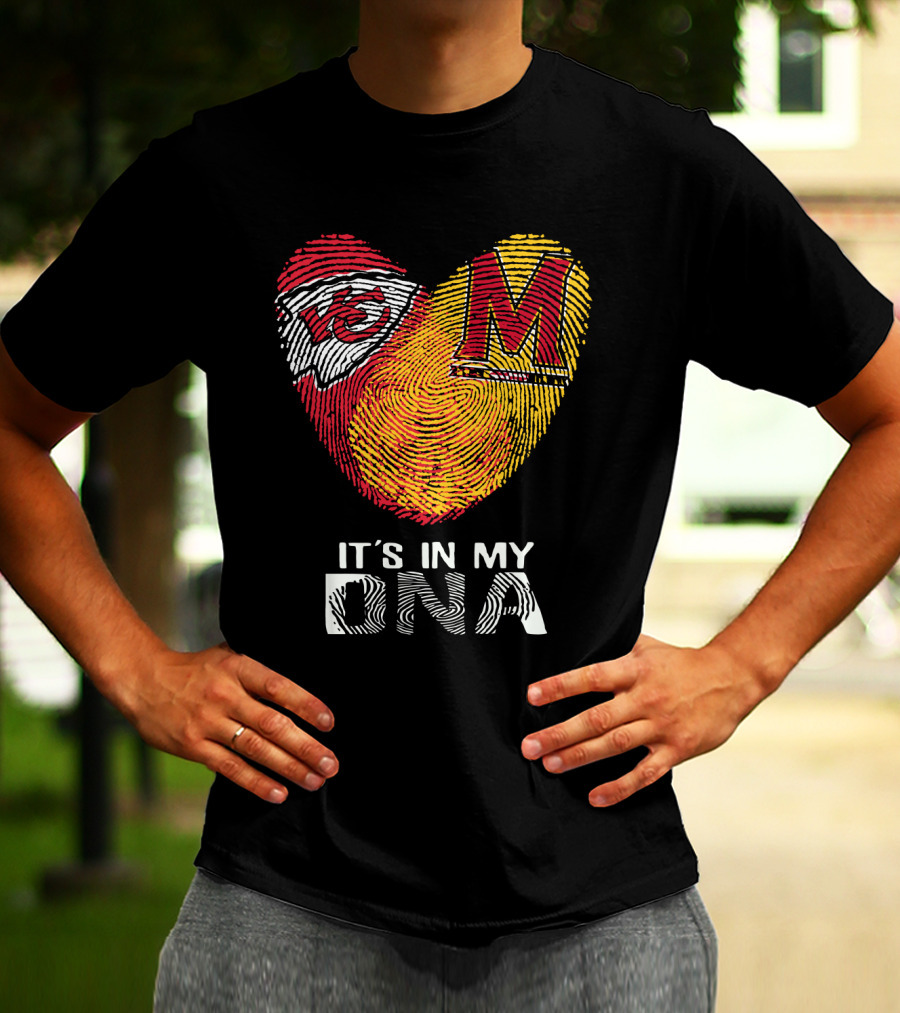 Chiefs Maryland Heart It's In My DNA Fingerprint T-Shirt