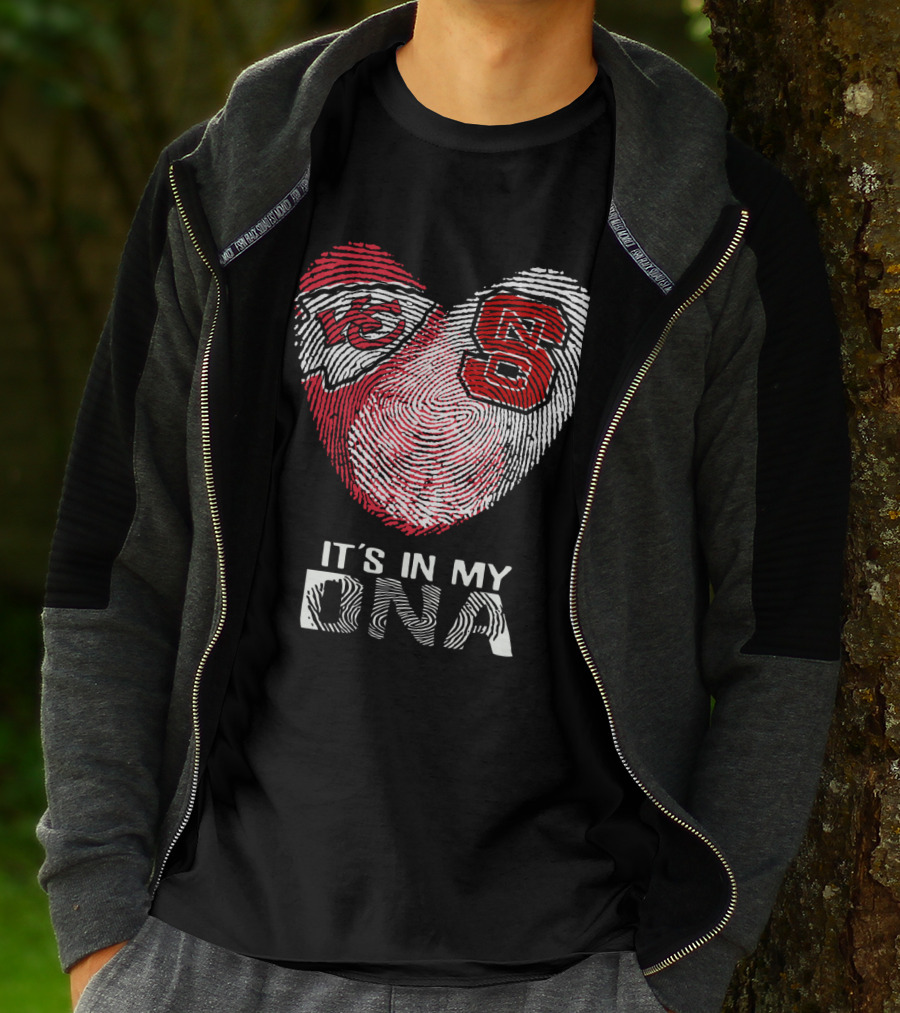 Chiefs NC State It's In My DNA Fingerprint Heart T-Shirt