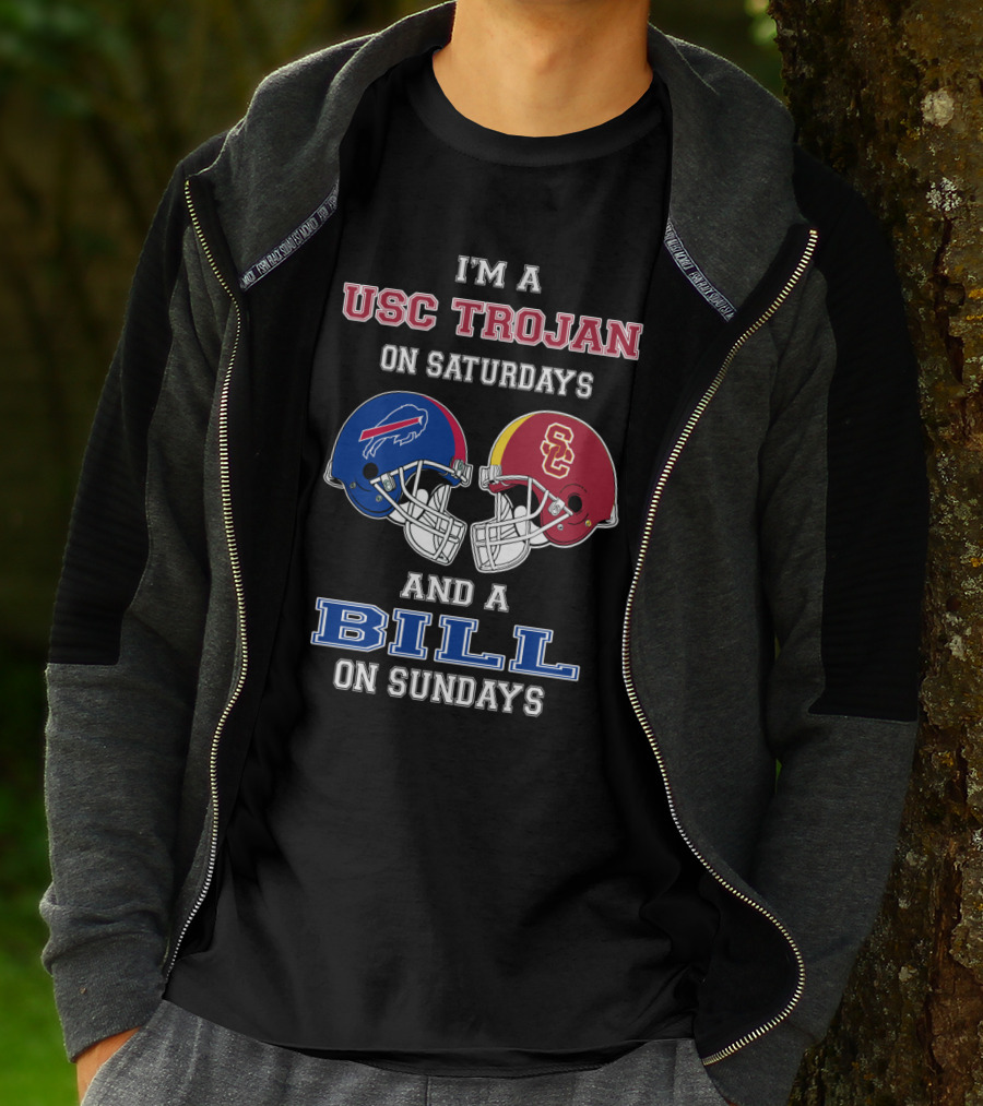 USC Trojan On Saturdays And A Bill On Sundays Football Helmets T-Shirt