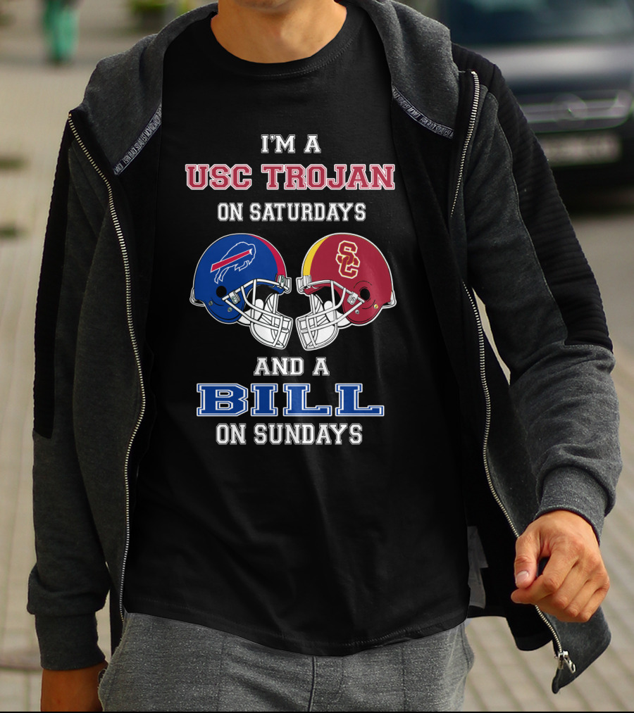 USC Trojan On Saturdays And A Bill On Sundays Football Helmets T-Shirt