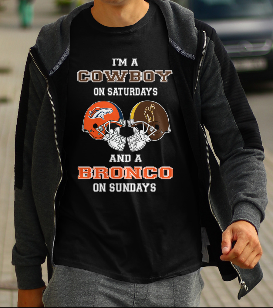 Wyoming Cowboys Saturdays Denver Broncos Sundays T-Shirt