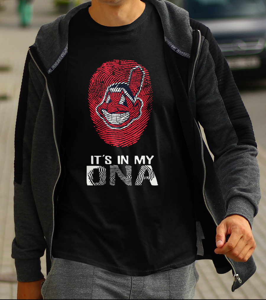 It's In My DNA Indians Fingerprint Face T-Shirt