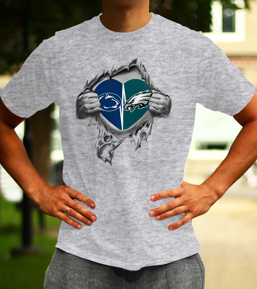 Penn State Nittany Lions Philadelphia Eagles Heart T-Shirt