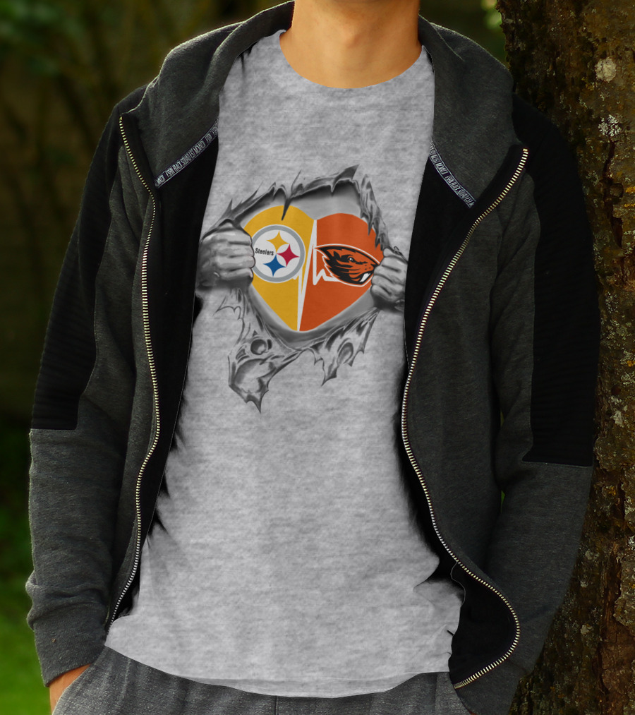 Steelers Beavers Heart Dual Loyalty Fan Passion T-Shirt