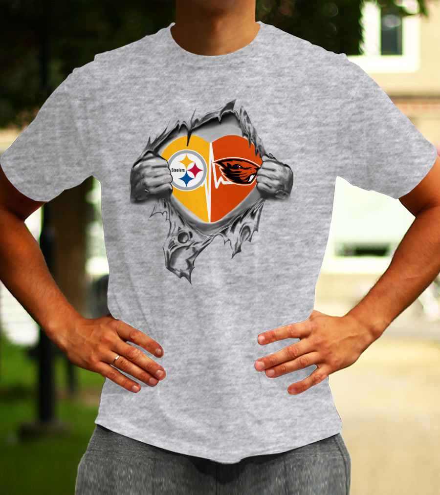 Steelers Beavers Heart Dual Loyalty Fan Passion T-Shirt
