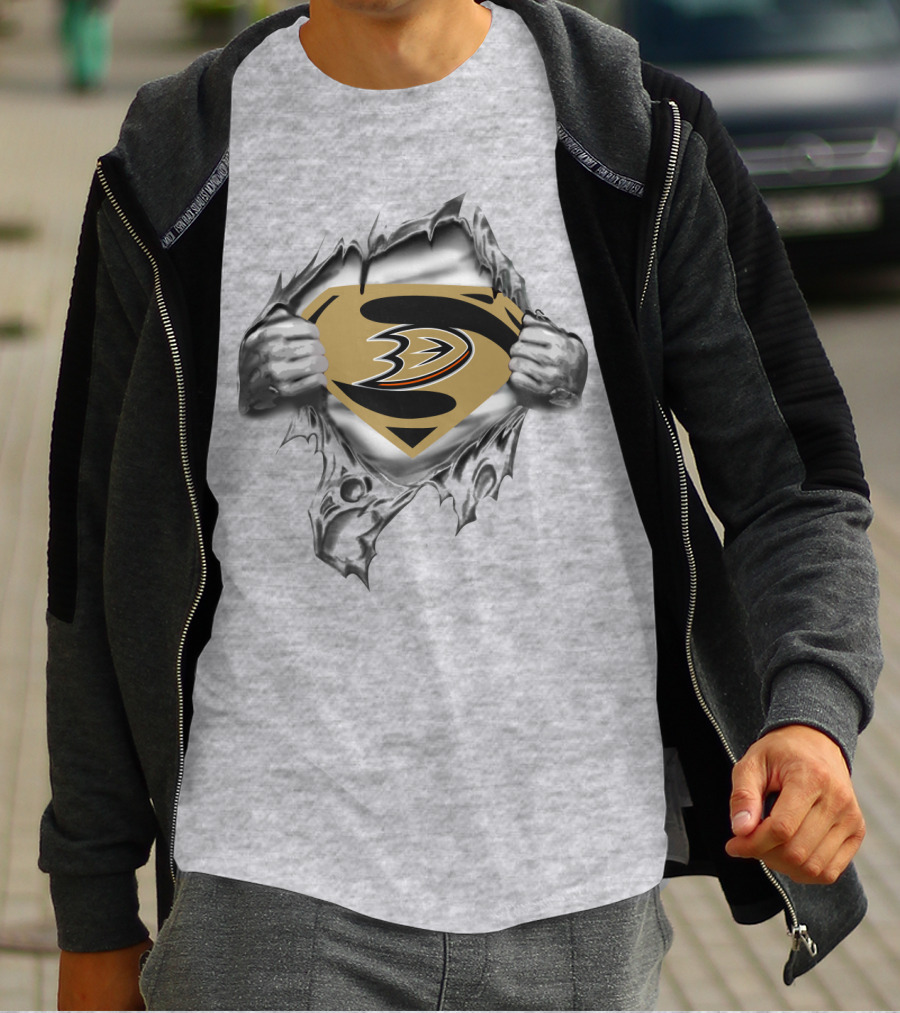 Anaheim Ducks Super Man Logo Hero T-Shirt