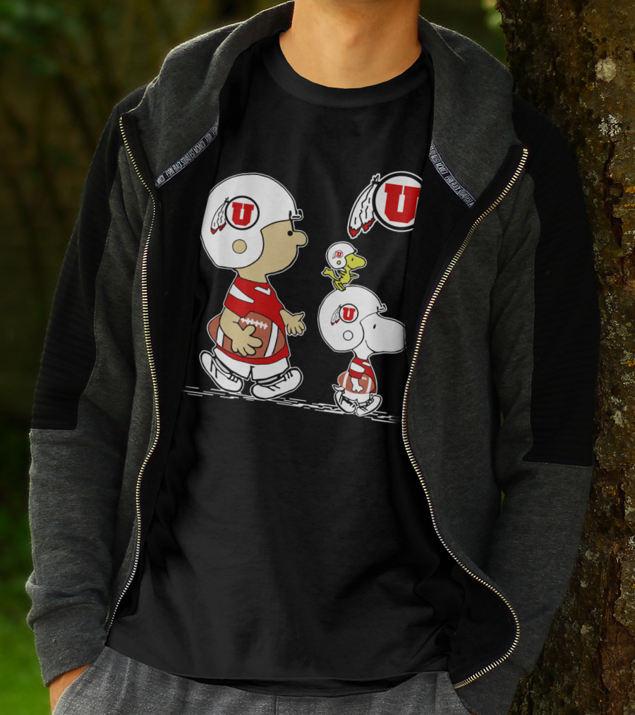 Utah Utes Football Snoopy And Woodstock Team Helmets T-Shirt