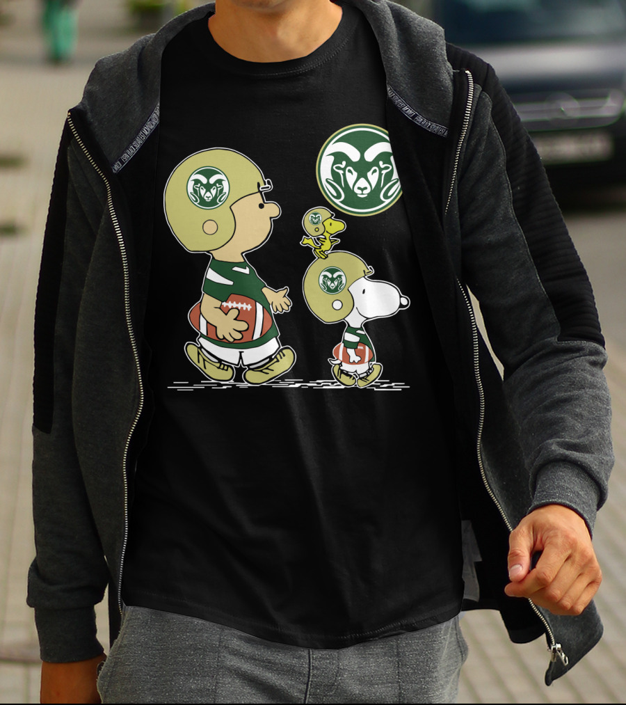 Colorado State Rams Snoopy And Woodstock Football Helmets T-Shirt