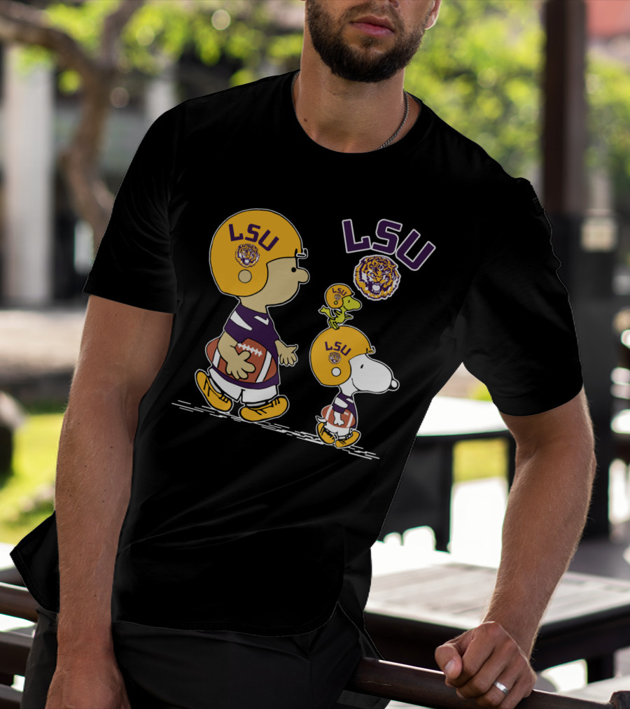 LSU Tigers Peanuts Characters Football Helmets T-Shirt