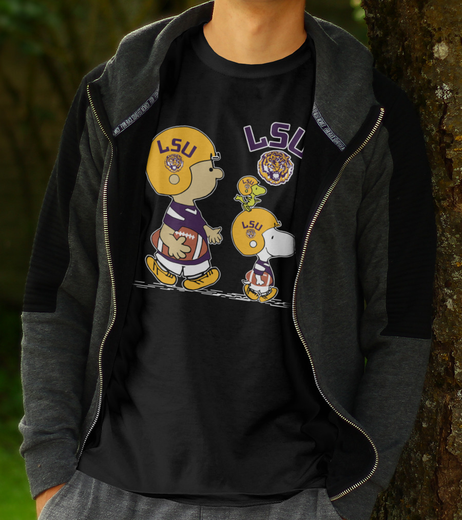 LSU Tigers Peanuts Characters Football Helmets T-Shirt