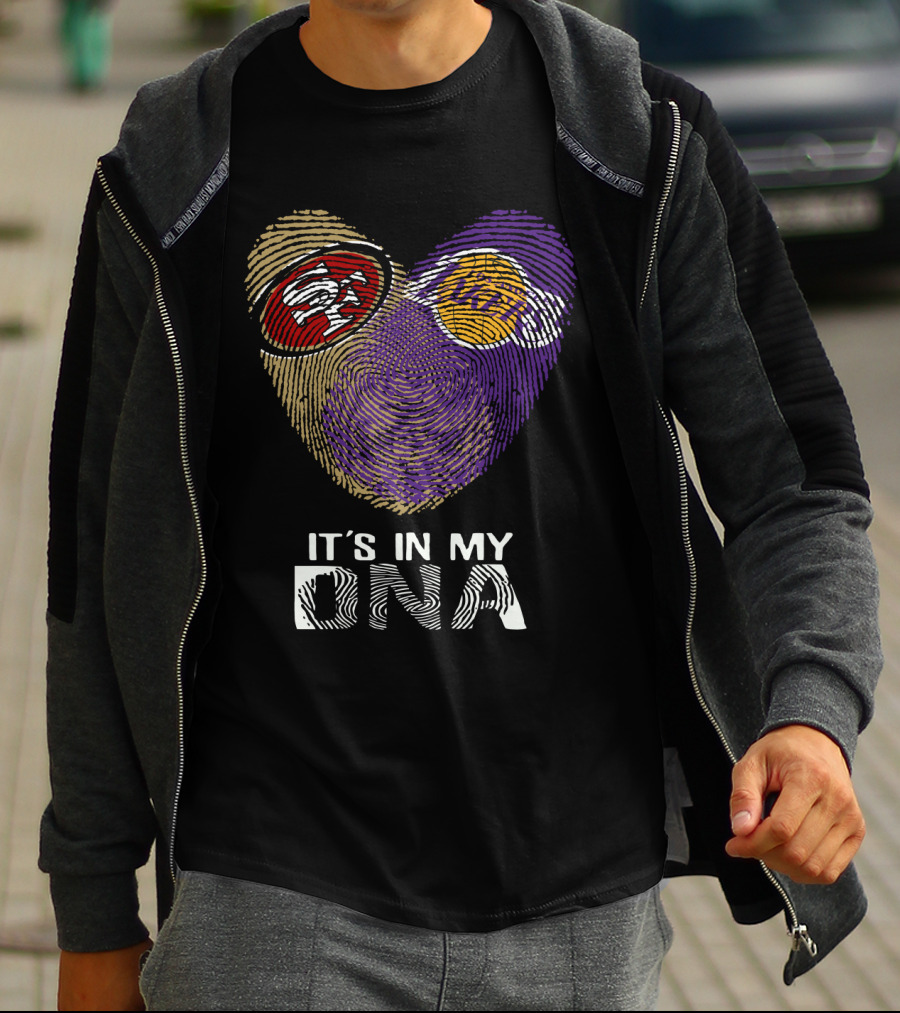 49ers Lakers It's In My DNA Fingerprint Heart T-Shirt