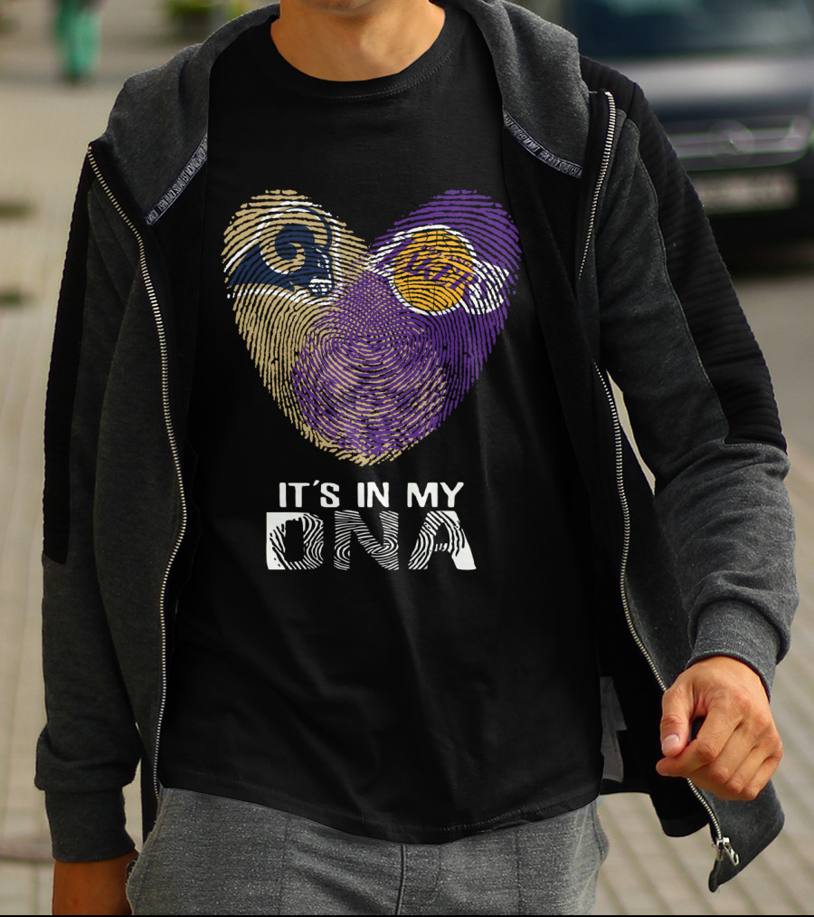 Rams Lakers It's In My Dna Fingerprint Heart T-Shirt