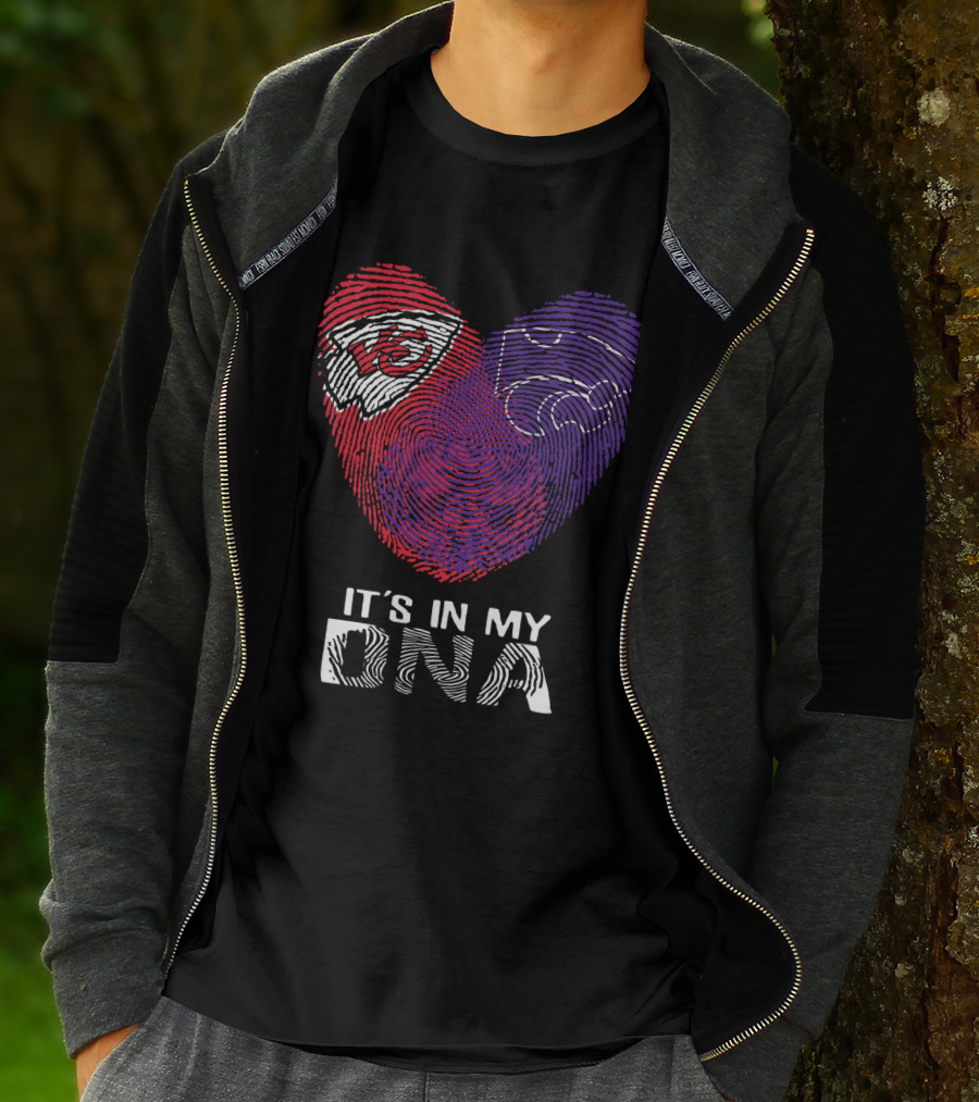 Chiefs Kansas State It's In My DNA Heart Fingerprint T-Shirt