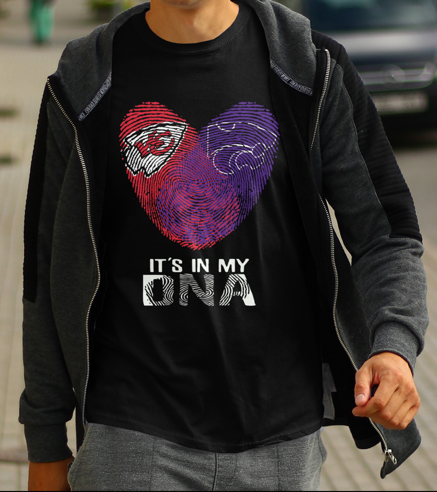 Chiefs Kansas State It's In My DNA Heart Fingerprint T-Shirt