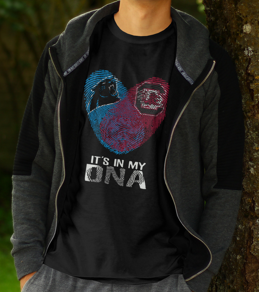 Panthers Gamecock It's In My DNA Fingerprint Heart T-Shirt