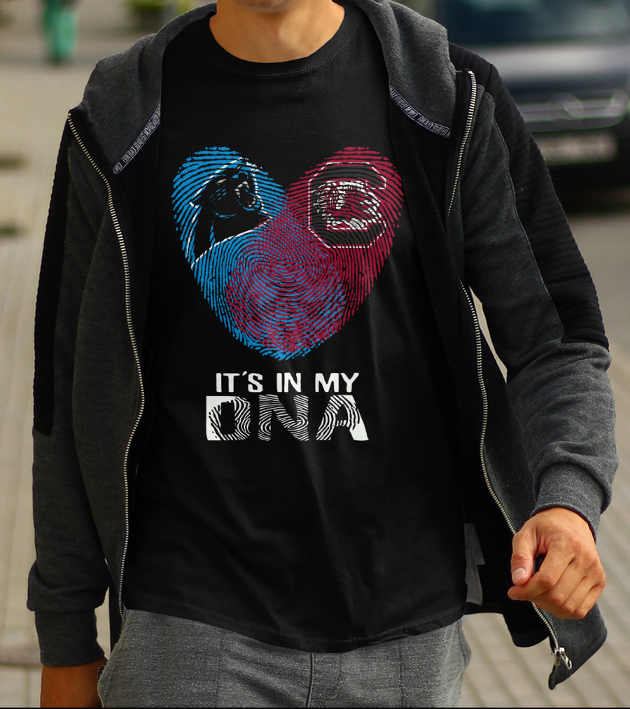 Panthers Gamecock It's In My DNA Fingerprint Heart T-Shirt