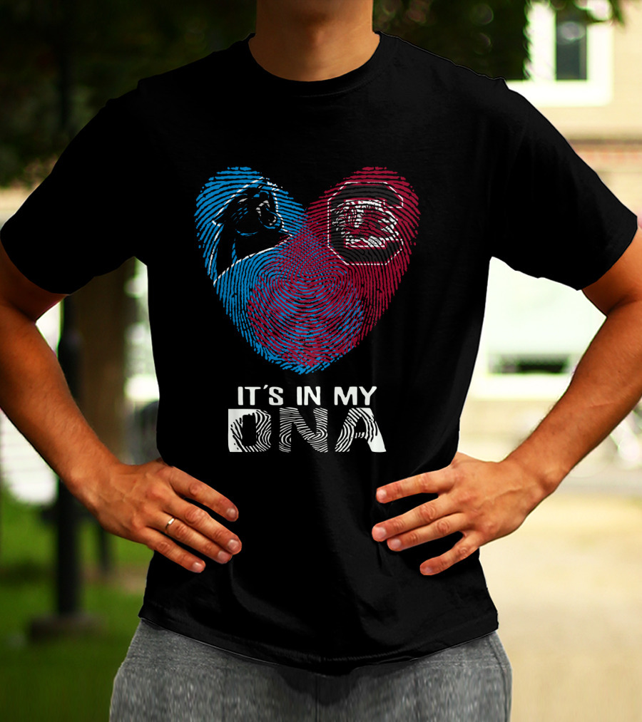 Panthers Gamecock It's In My DNA Fingerprint Heart T-Shirt