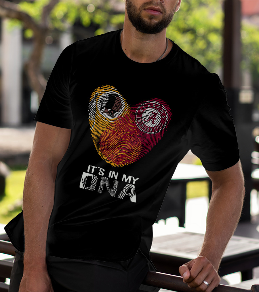 Redskins Crimson Tide It's In My Dna Fingerprint Heart T-Shirt