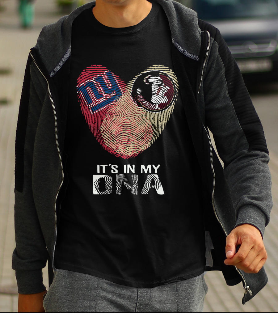 Giants Seminoles It's In My DNA Fingerprint Heart T-Shirt