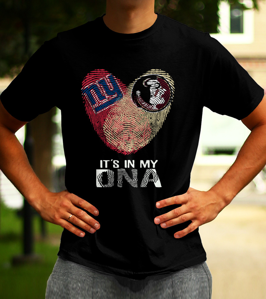 Giants Seminoles It's In My DNA Fingerprint Heart T-Shirt