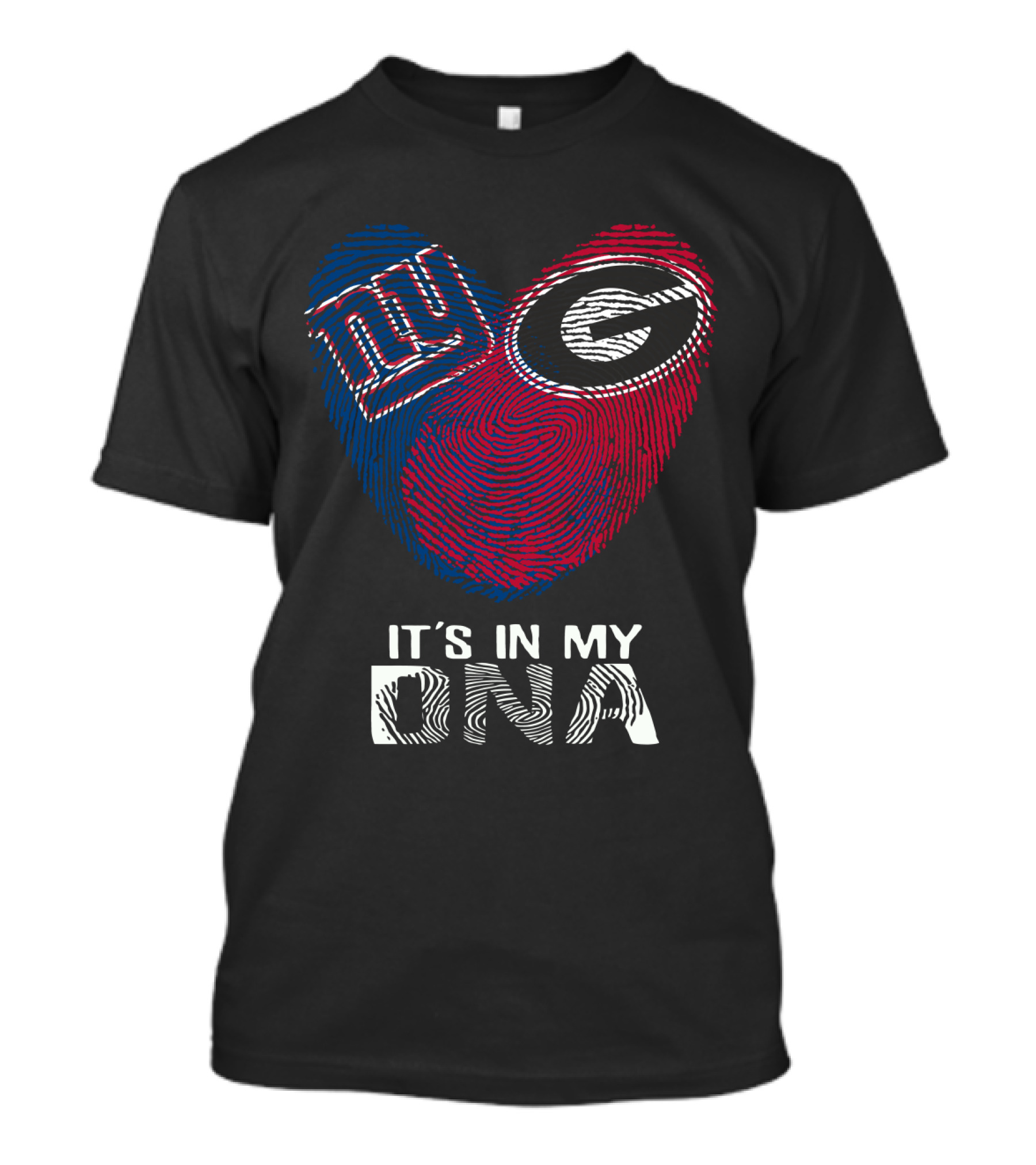 Giants Bulldogs It's In My DNA Fingerprint Heart T-Shirt