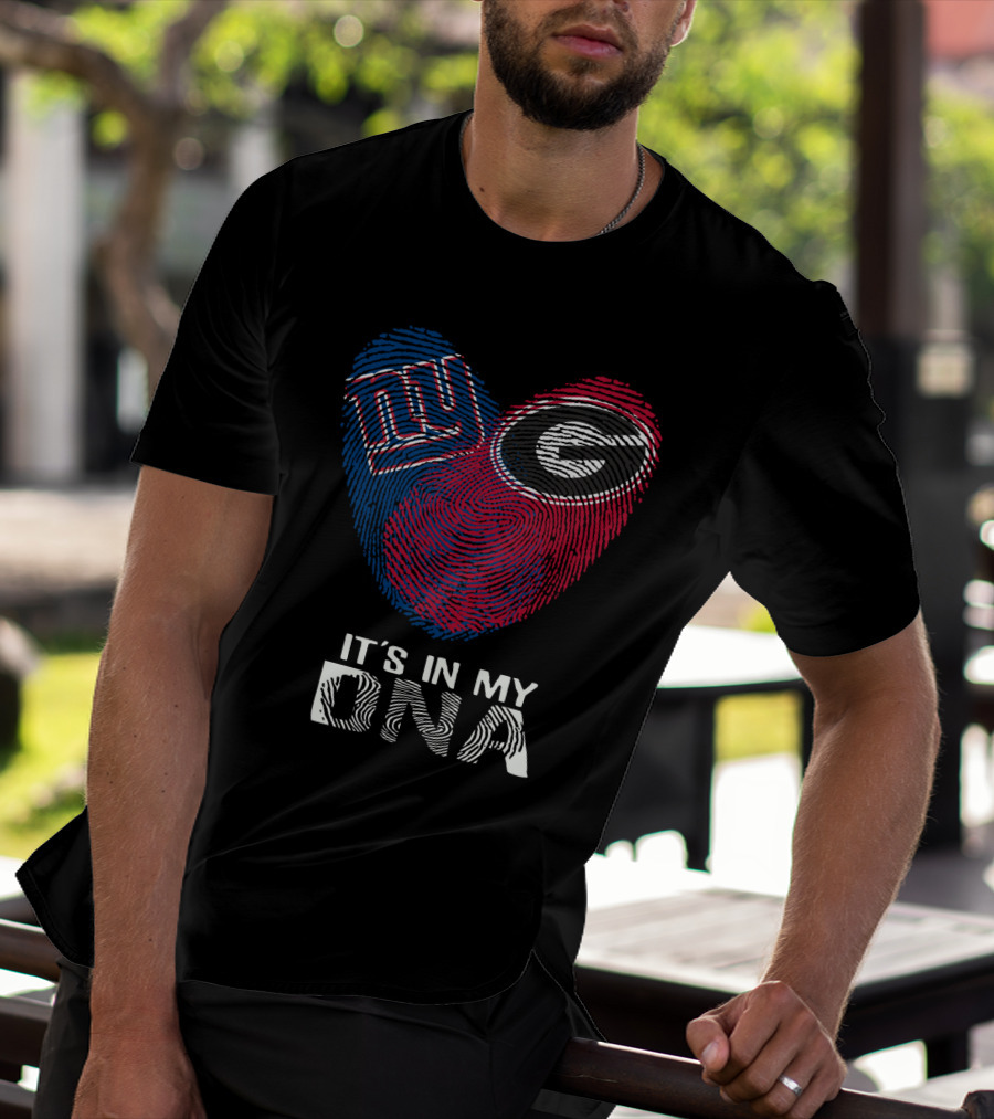 Giants Bulldogs It's In My DNA Fingerprint Heart T-Shirt