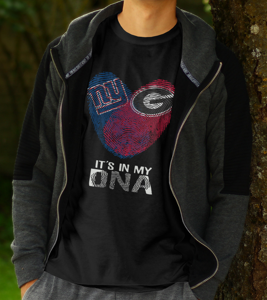 Giants Bulldogs It's In My DNA Fingerprint Heart T-Shirt
